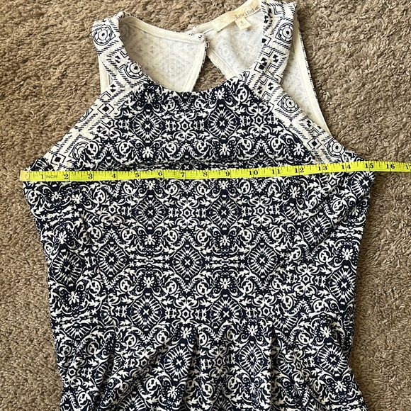 Rewind Navy Blue and Cream Fit and Flare Floral Halter Dress - Picture 5 of 7